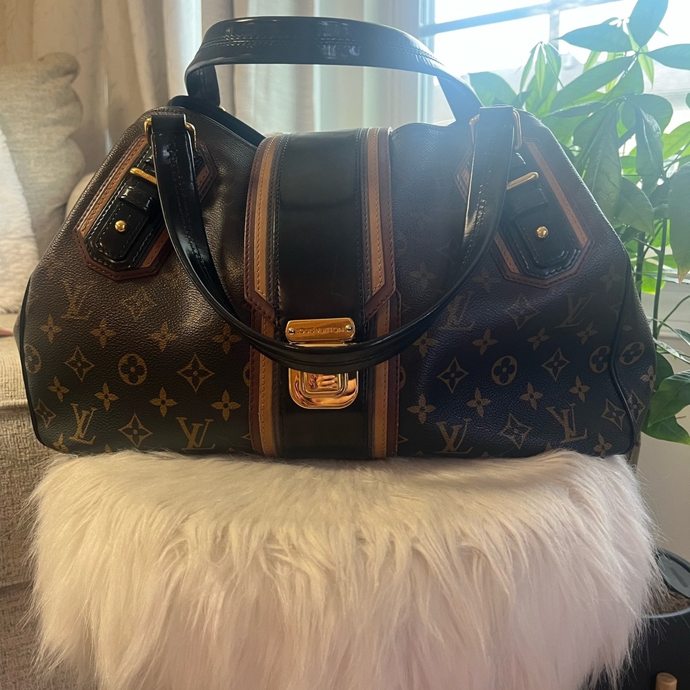 Louis Vuitton Brown and Black Monogram Satchel